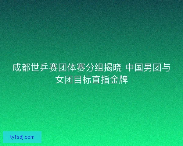 成都世乒赛团体赛分组揭晓 中国男团与女团目标直指金牌