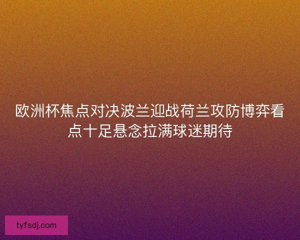 欧洲杯焦点对决波兰迎战荷兰攻防博弈看点十足悬念拉满球迷期待
