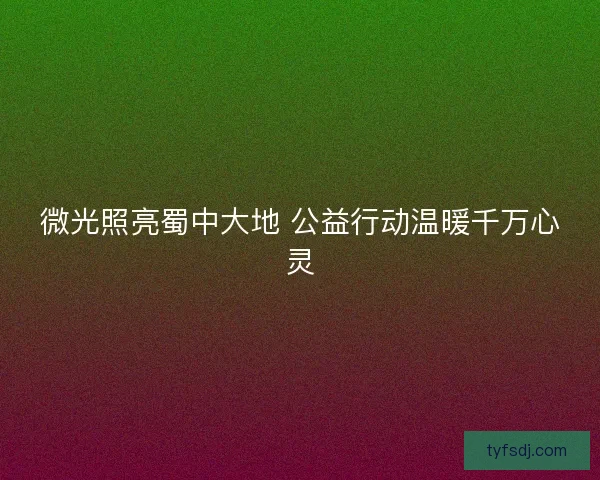 微光照亮蜀中大地 公益行动温暖千万心灵 微光照亮蜀中大地 公益行动温暖千万心灵