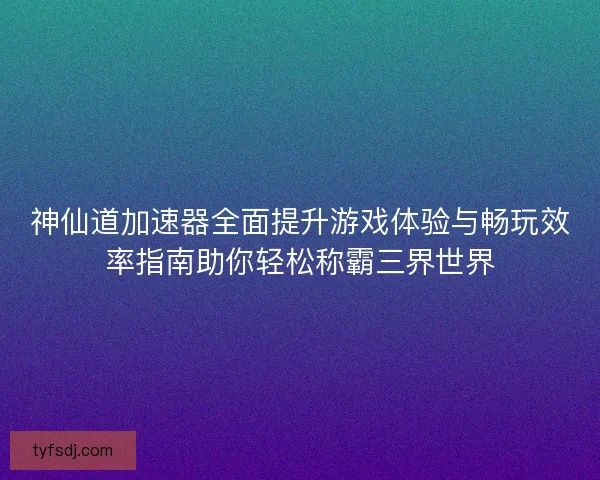 神仙道加速器全面提升游戏体验与畅玩效率指南助你轻松称霸三界世界